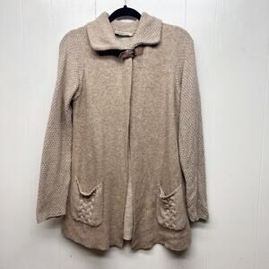 Chiaramente Wool Blend Full Zip Women's Brown Cardigan Size Large Soft Cozy